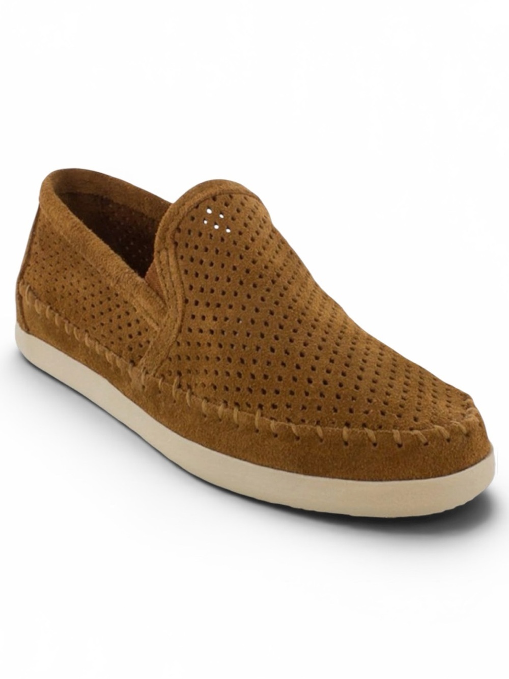 Minnetonka Pacific Brown Suede Perforated Slip On Loafers
